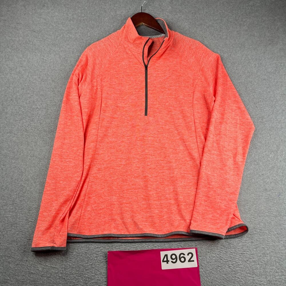 Under Armour Run 1/2 Zip Shirt Long Sleeve Orange Heather Heatgear Womens XL